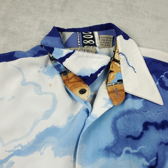 Vintage Up Ros Button Shirt Mens Large 90s Hip Hop Graffiti NYC Train Rap Camp - Picture 11 of 12